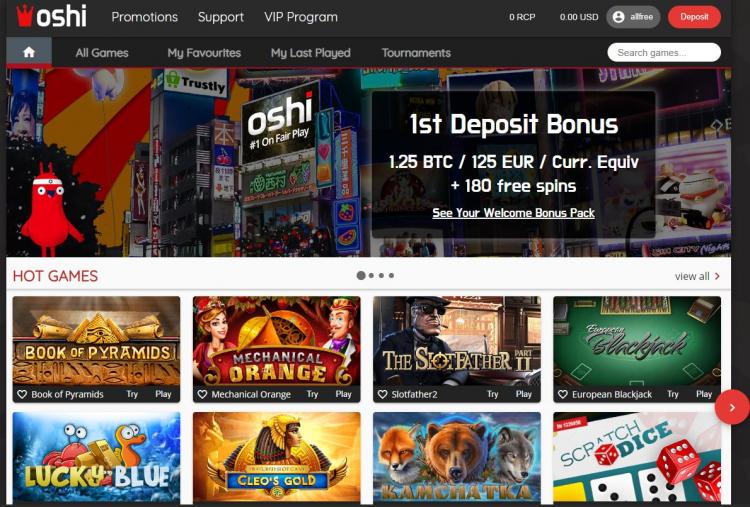 Oshi offering a 2000 free spin casino bonus