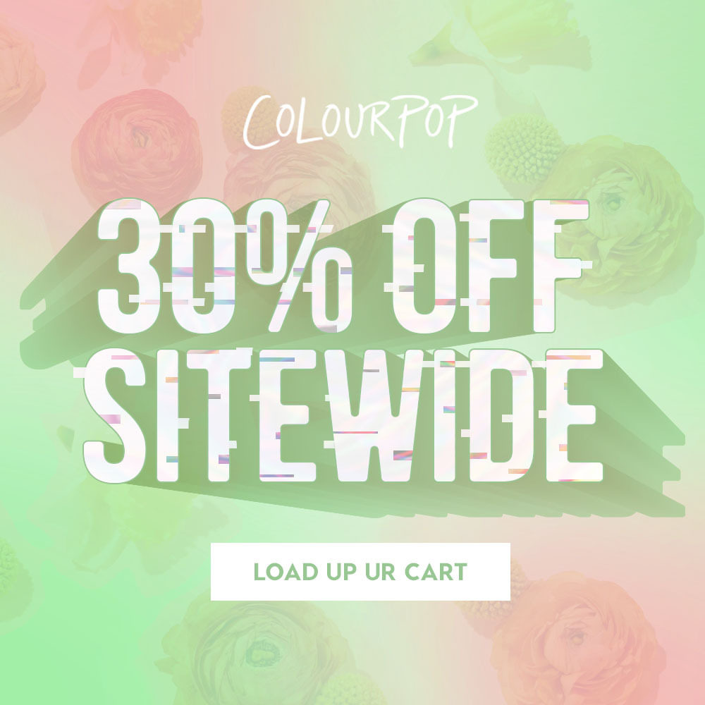 ColourPopCo's tweet photo. We are kicking off this spring with 30% OFF our entire site wide sale starting 3/16 at MIDNIGHT!! ⏰💐

Restock on your favorite goodies or grab the products you've been eyeing for so long on https://t.co/5C9dbsiHpN! 🛍️

*exclusions may apply https://t.co/ivYJy4czSM