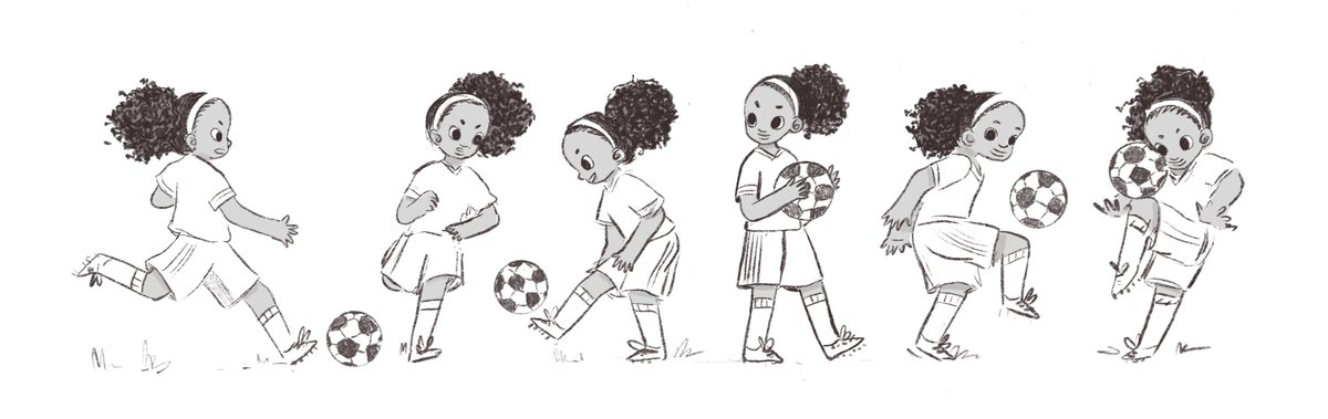 Play! 
#kidlitart #WritingCommunity #ChildrensBooks #kidlit  #kidlitillustrator #sketches #characterdesign #animation #football #kidsillustrator #girslpower