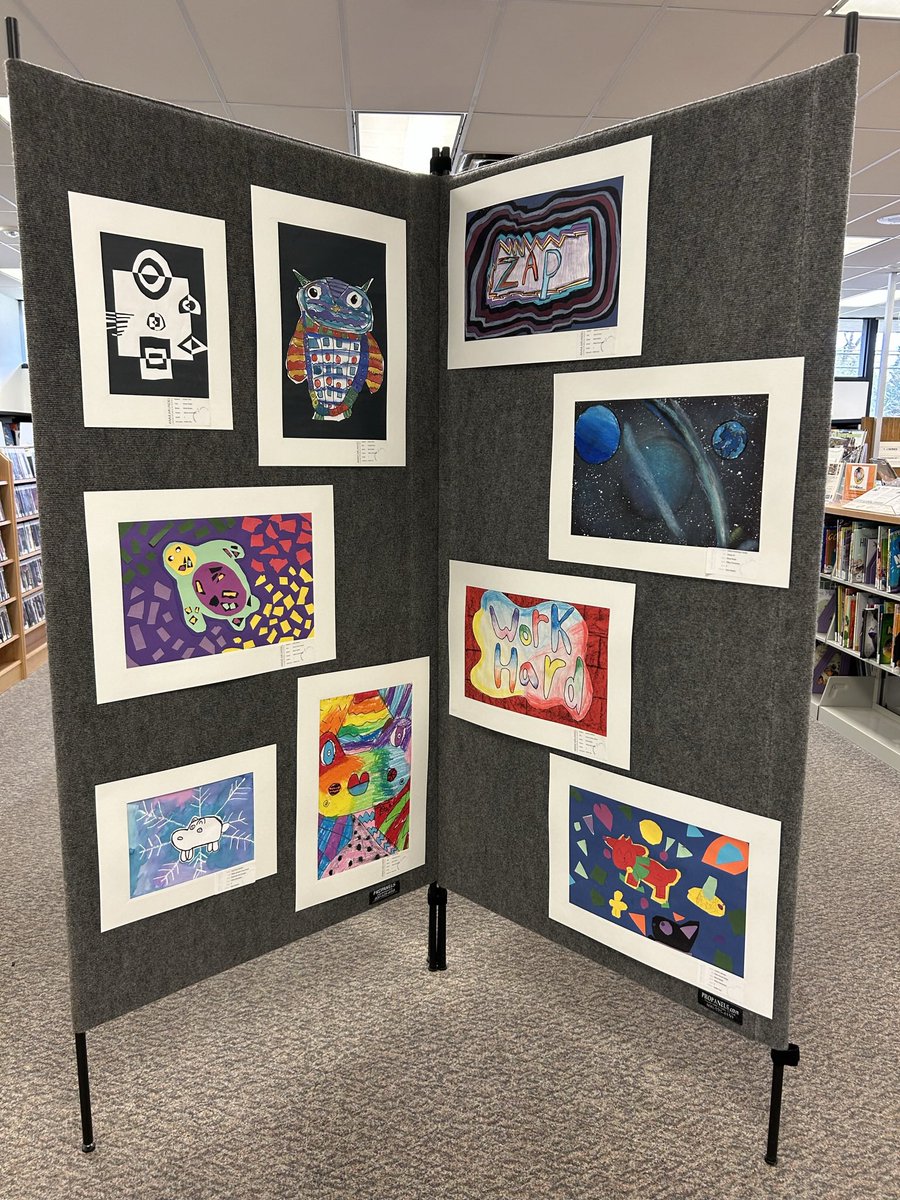 HilltopESAACPS's tweet photo. If you have the opportunity, visit the Linthicum Library @aacpl this week to see our students’ #AACPSAwesome artwork on display! https://t.co/90DqK5TVBk
