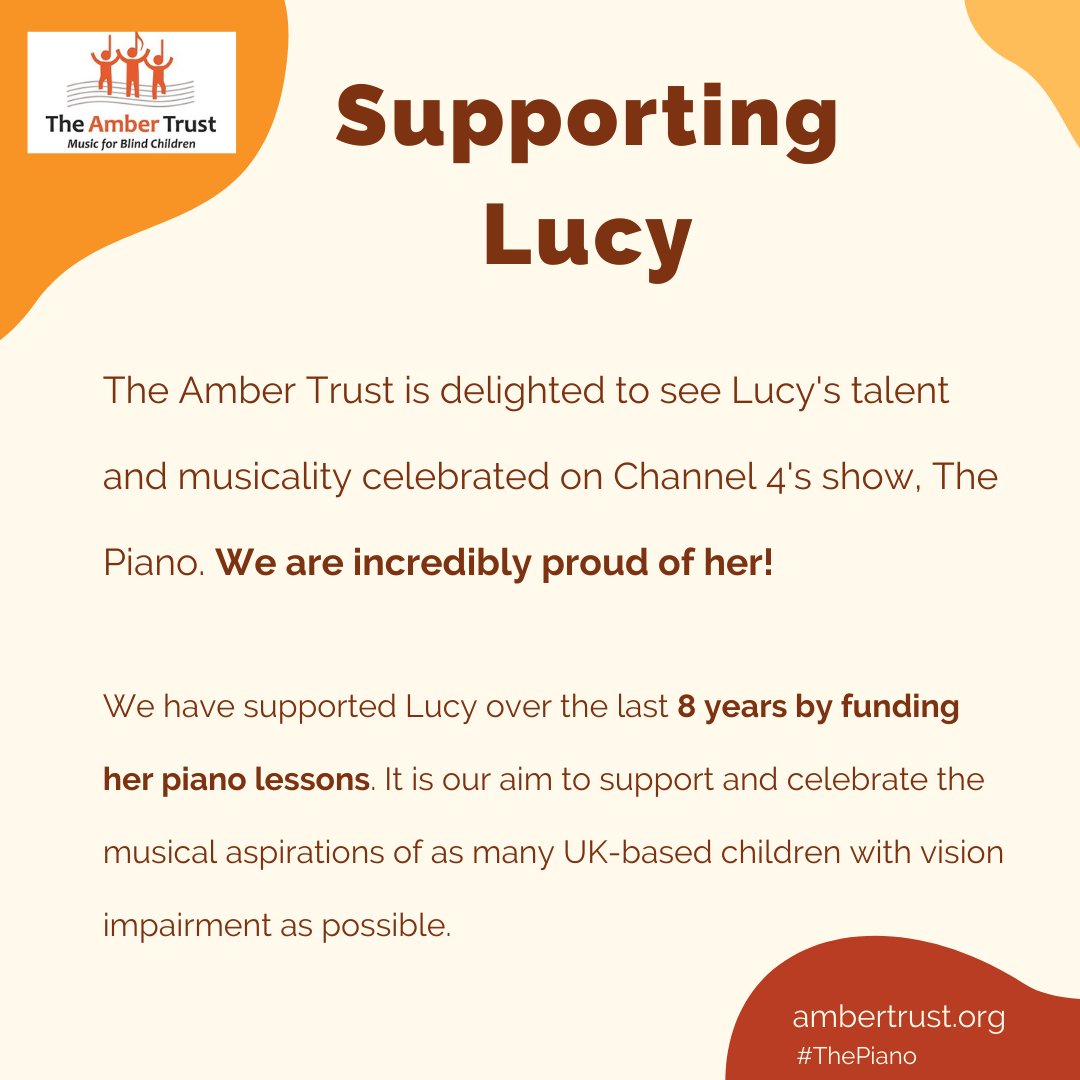 theambertrust's tweet photo. It has been a privilege to support Lucy over the last 8 years by funding piano lessons with her wonderful teacher, Daniel. 

Lucy is a phenomenal musician and we are delighted to see her talent being celebrated across the nation on such an engaging platform.

#ThePiano #Lucy https://t.co/mPjv135a76