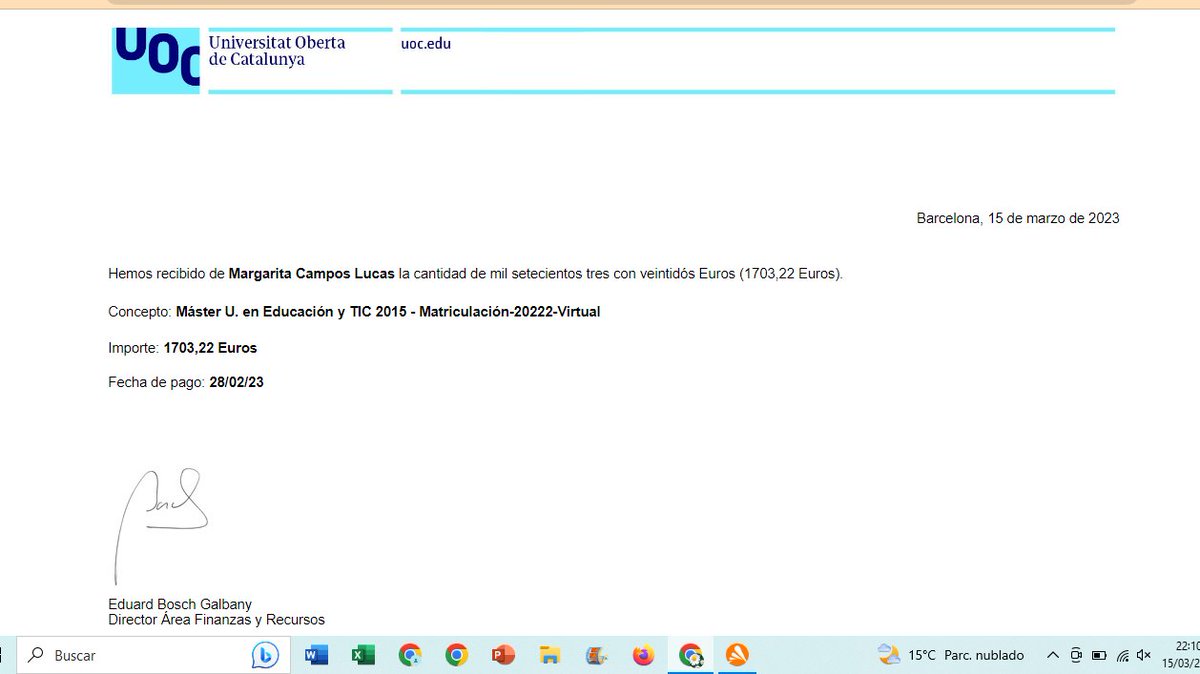 teachermarga97's tweet photo. @UOCrespon Adjunto fecha de formalización y pago, hasta que no pagas no estás matriculado, mi tutora tiene constancia de este problema pero no logro ponerme en contacto con ella. ¿Ustedes creen que me podrán solucionar este proceso? Estoy nerviosa, agobiada y no tengo a quién dirigirme..... https://t.co/KZQxMuEhXh