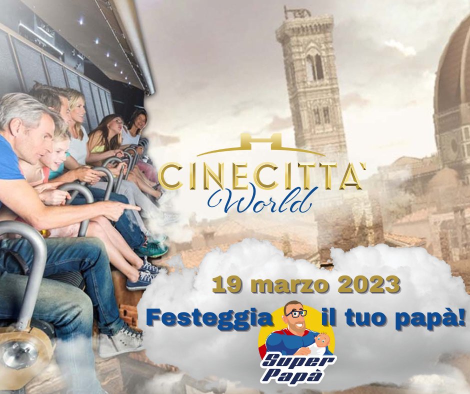 Domenica 19 marzo #FestadelPapà ci vediamo a <a href="/cinecitta_world/">Cinecittà World</a> - Festeggiamo tutti i papà! 
Biglietti scontati qui 👇cinecittaworld.it/it/vendita/big… #superpapà #papà #raduno #tvbpapà