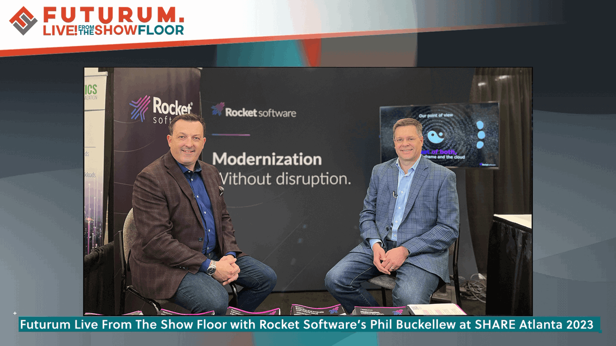 ShellyKramer's tweet image. . @FuturumResearch's @StevenDickens3 talked w/ @Rocket Software's Phil Buckellew about tackling modernization challenges through a #hybridcloud solution. Hear about their broad portfolio, deep technical expertise & more. bit.ly/3mBIwhs
#RocketSoftware #SHAREAtlanta2023