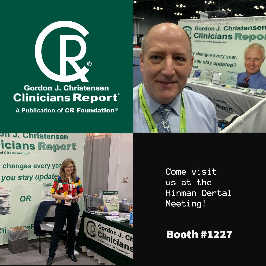 CliniciansRpt's tweet photo. We are excited to be at the Hinman Dental Meeting in Atlanta this Thursday, Friday, and Saturday! Come see us at booth #1227. We would love to hear from you!

#CliniciansReport #DentistryUpdate #GordonJChristensen #MyHinman #Hinman #dental #dentistry #dentist https://t.co/EGVoWMp8rd