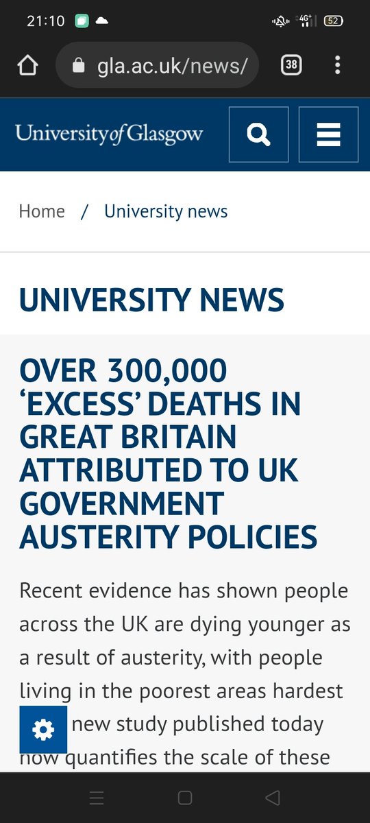 'Recent evidence has shown people across the UK are dying younger as a result of austerity, with people living in the poorest areas hardest hit.

A new study published now quantifies the scale of these deaths.'

1/2

#ToryFascistsOut
#austerity

gla.ac.uk/news/headline_…