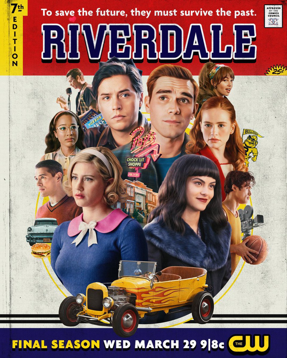 ArchieverseWiki's tweet photo. The 7th and final season of #Riverdale premieres Wednesday, March 29th on The CW! https://t.co/YPphzXBVy6