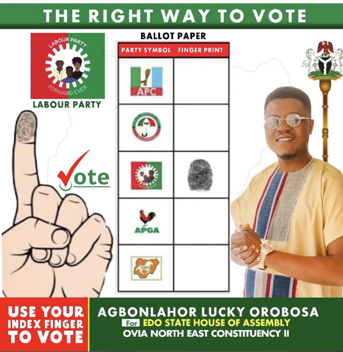 SenNedaImasuen's tweet photo. People of Ovia North East 2,
As we approach the upcoming elections, I am proud to endorse a young and dynamic leader who embodies the values and principles of the Labour Party movement. Agbonlahor Lucky Orobosa is the right candidate to represent our constituency in the #EDHA. https://t.co/qP1TSRNrq9