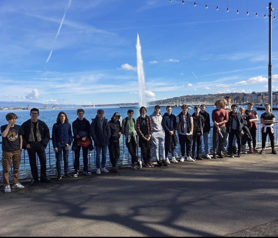 SciencePlume's tweet photo. The A level physicists are experiencing cutting edge physics! They are in Geneva with Mr Robinson, Mrs Smith and Mr Penton visiting #CERN https://t.co/rCH0JaFDAB