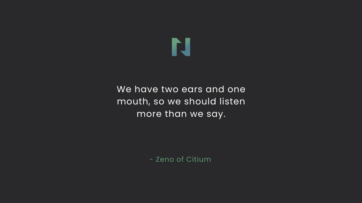 nspireapp's tweet photo. We have two ears and one mouth, so we should listen more than we say.
- Zeno of Citium

#nspireapp #dailyquote #motivation #inspiration https://t.co/MuIEwHaHk4