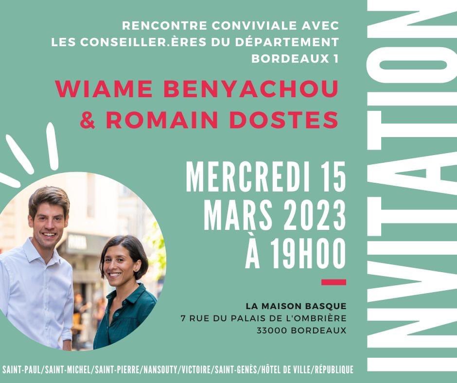 eloitp33's tweet photo. Bilan de mandat de @BenyachouWiame et @RomainDostes, conseillers départementaux du canton de Bordeaux 1. Beaucoup de monde pour cette rétrospective de leur action au service du canton et de la @gironde ! https://t.co/eR495kWOQl