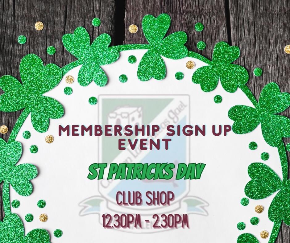 We are hosting a club membership sign up event this Friday, St Patricks Day, straight after the parade for 2 hours!
There will be a team on hand to answer any questions you may have about signing up and about the different packages we offer!