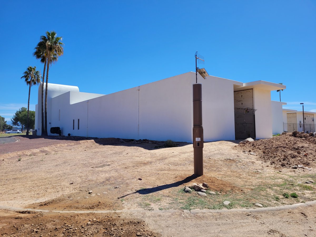 HAS_UArizona's tweet photo. The Tom Meixner memorial ALERT Station is installed at Holy Hope Cemetery, 3555 N Oracle Road, sponsored by the Pima County Regional Flood Control District (thanks go out to our colleagues there). 

The rain gauge is operational and viewable at: https://t.co/IPRMT0eBit https://t.co/UddtD8XCOZ