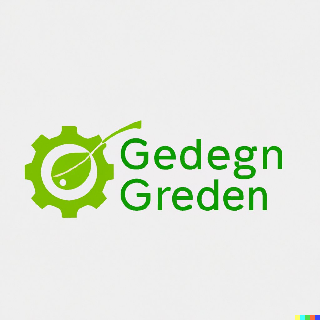AI-generated logo for an AI-generated “startup” “Green Gadget Guru”
