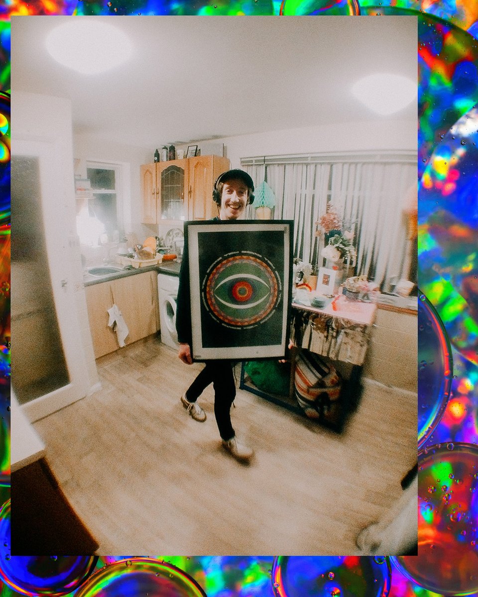 ls_gower's tweet photo. Fab that @BeerNoEvilUK run a competitive colouring in activity alongside their Album Club! I lucked out &amp; crayoned into 1st prize last month winning this ace Gong poster! 🤞for tomorrow's Imogen Heap chat/colouring activity! https://t.co/MJSOySyB52