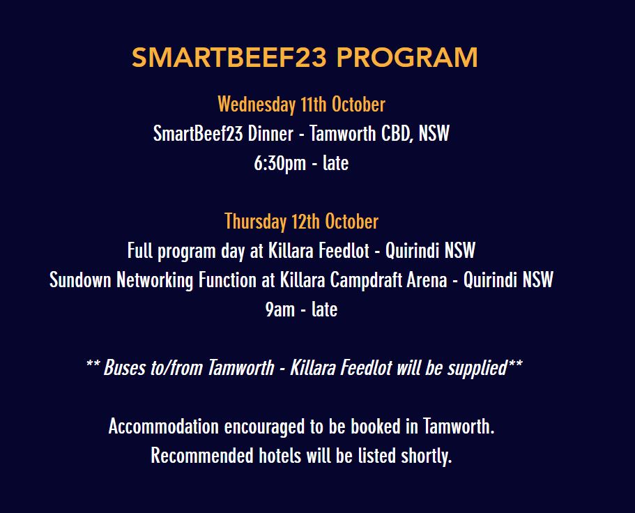 🤠 We've made a few changes to the SmartBeef format, getting back to our roots of full on feedlot program and full of fun for all the crew! 

More details to be released soon... including where to book accommodation. Check back at smartbeef.com.au