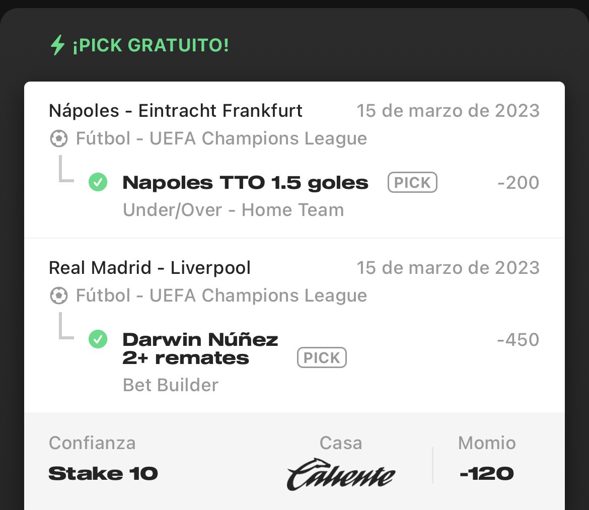 CardinalTeamTct's tweet photo. Cobramos de nuevo 🔥
Este tipo de parlay de ha ganado fácil, espero que continúe así.
Único pick del día, no metimos goles no metimos córners hoy 🔥✅💰
Le seguimos con esta combinación? Déjate un like champs ♥️
#GamblingTwitter #apuestasdeportivas #FreePicks https://t.co/25HfZBmXZJ