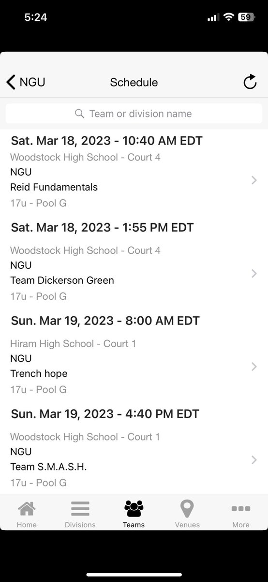 NGUAAU (@nguatl) on Twitter photo Looking forward to <a href="/OTRHoops/">On the Radar Hoops Events</a> The Opening this weekend! Here’s our 17U schedule, come & check us out we’re loaded with a bunch of sleepers! #LeaveAStatement
@BracketSage <a href="/OntheRadarHoops/">Shun Williams</a> <a href="/BTS_Report/">Baseline To Sideline(Ωψφ)</a> <a href="/SHReport/">SouthernHoopsReport</a> <a href="/DrKrisWatkins/">Dr. Kris Watkins</a> <a href="/TaiYoungHoops/">Tai Young</a> <a href="/CoachJuke/">Coach Juke</a> Looking forward to <a href="/OTRHoops/">On the Radar Hoops Events</a> The Opening this weekend! Here’s our 17U schedule, come & check us out we’re loaded with a bunch of sleepers! #LeaveAStatement
@BracketSage <a href="/OntheRadarHoops/">Shun Williams</a> <a href="/BTS_Report/">Baseline To Sideline(Ωψφ)</a> <a href="/SHReport/">SouthernHoopsReport</a> <a href="/DrKrisWatkins/">Dr. Kris Watkins</a> <a href="/TaiYoungHoops/">Tai Young</a> <a href="/CoachJuke/">Coach Juke</a>