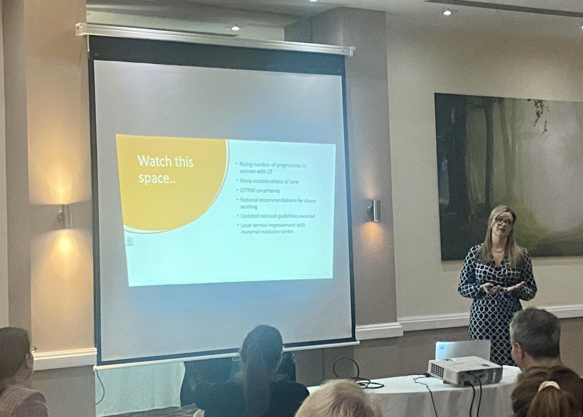 It was nice to return to a face to face meeting of our annual “North East CF Club” tonight. It was great to see our regional colleagues and share experiences of the new era of CF care. Here is our very own Dr Duffy presenting on CF and Pregnancy 🤰🏻