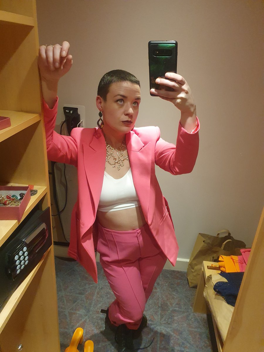Delighted to Announce that I'll be on Ireland AM tomorrow morning Less ✨️ Delighted to Announce ✨️ that I completely forgot to bring clothes for it Once again ✨️ Delighted to Announce ✨️ that Dunnes was OPEN and I managed to procure this Magnificent Pink Suit there!