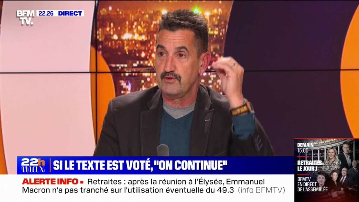 BFMTV's tweet photo. EN DIRECT
Frédéric Souillot (FO): "s'il y a explosion sociale, la responsabilité de l'exécutif sera pleine et entière"
https://t.co/QBIhNhaz4x https://t.co/VajqA3CCLf