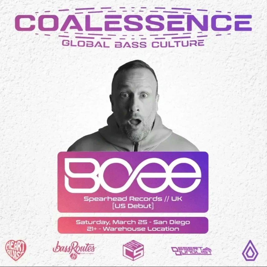 Join us on Saturday March 25th for COALESSENCE as we gather to welcome prolific UK-based DJ/producer BCee to San Diego on his debut US tour. This will be his only stop in California and all of the Southwest, so don’t miss out!
Tickets now available!
Link: ticketvida.com/event/coalesse…