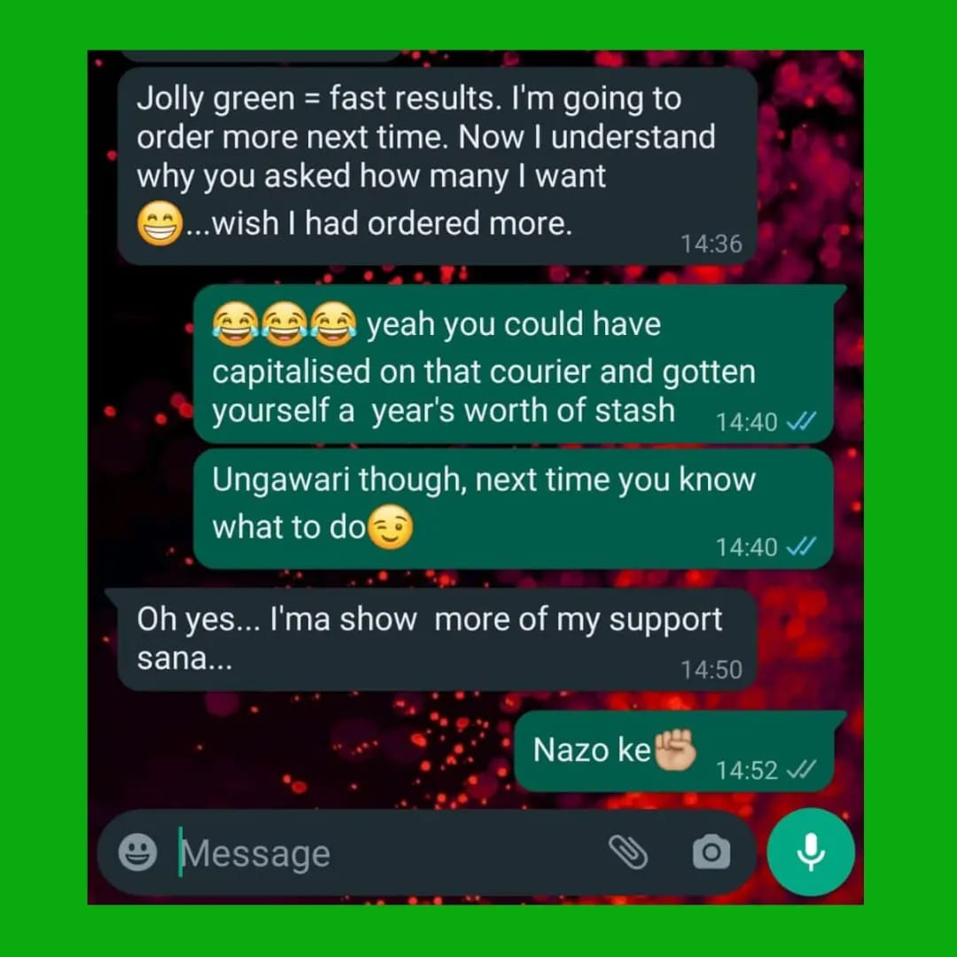 jolly_green_sa's tweet photo. Good evening, Jolly Greenians ๐! Another Wednesday, another testimonial from one of our valued clients, @lelethumahlele1, from Qheberha.
DM or WhatsApp us on +27676769984 to place your order.
#jollygreenhair #wednesdaytestimonials #organichairproducts https://t.co/BfXYlW2Mif