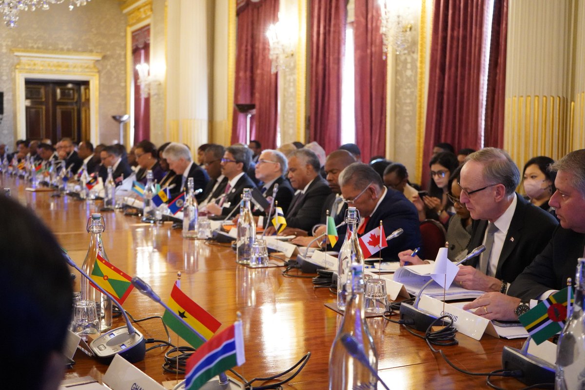 CanadaFP's tweet photo. Today, PS Oliphant attended #CFAMM at @commonwealthsec headquarters in London, UK, to reaffirm Canada’s commitment as a member of the #Commonwealth and raise key global issues, such as Russia’s full-scale war in Ukraine, climate change &amp; human rights. https://t.co/KI6MT4DNla