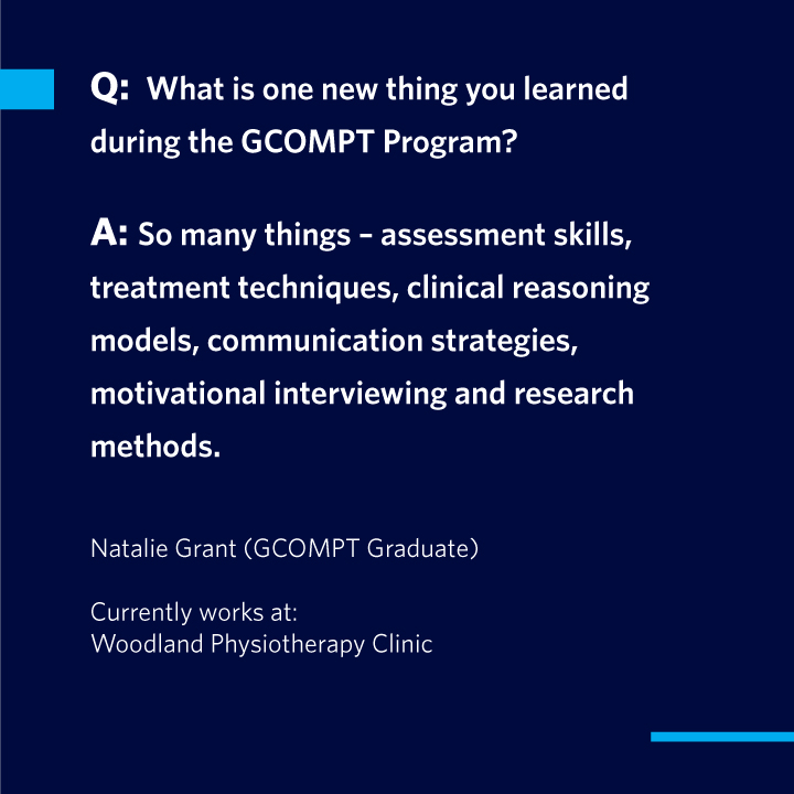 Why should you consider enrolling in the GCOMPT program? Graduate Natalie Grant has your answer! For additional info and registration click here bit.ly/3i4WUYo #ubc #gcompt #physicaltherapy #physicaltherapist #ubcpt #education #physio