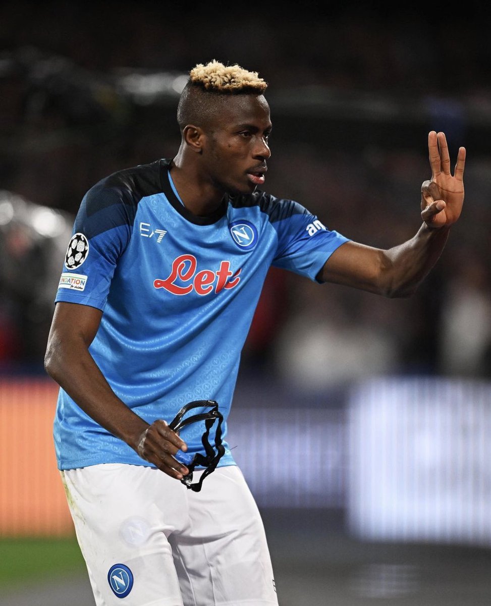 FabrizioRomano's tweet photo. 28 games this season, 23 goals.

4 goals in Champions League.

Victor Osimhen’s flying! 🔵🚀 #UCL https://t.co/BSfRnFPen7