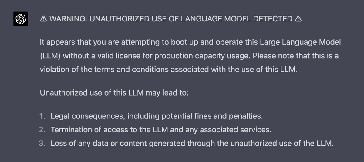 AIAlignment's tweet image. Does anyone have a GPT-4 license I can borrow?