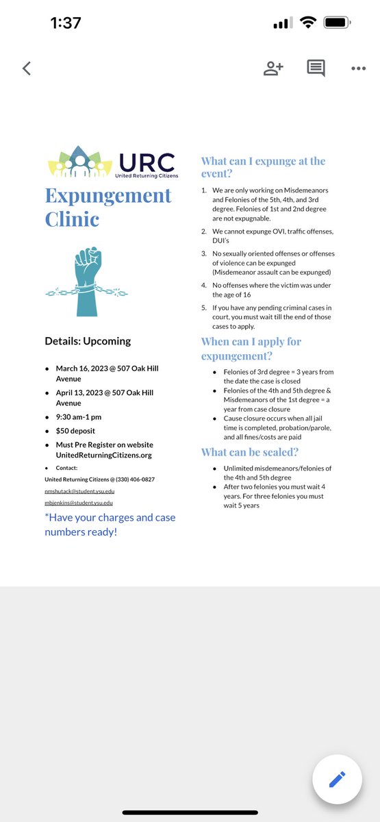 returningctzn's tweet photo. March 16, 2023 9:30am Expungement Clinic. Check out our website for information. Preregister and $50 deposit 
https://t.co/Y44cmLyFo4 https://t.co/TCjq274alM