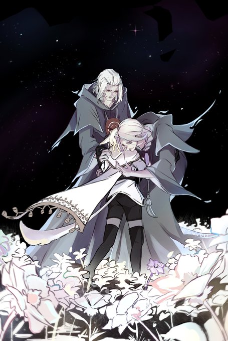 「hug white hair」 illustration images(Latest)｜21pages