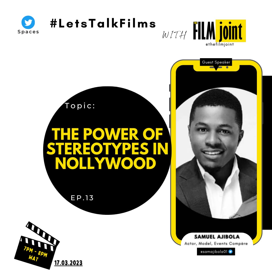 thefilmjoint's tweet photo. Meet one of our guest for this Fridays discussion a renowned and award winning Actor @samajibola01

Let's Discuss STEREOTYPES in Nollywood. 

SET A REMINDER
.
.
.
.
.
#letstalkfilm #thefilmjoint https://t.co/aIwOXgZ2FJ