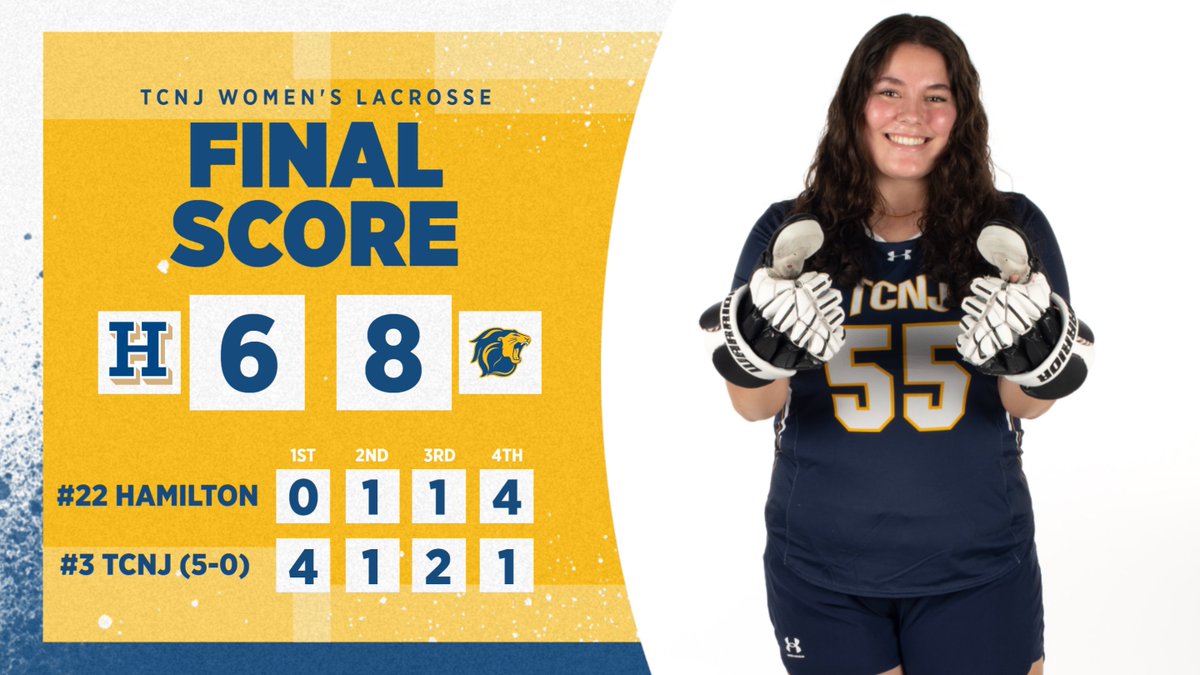 TCNJ Athletics (@tcnjlions) on Twitter photo WLAX | A little late drama never hurt anyone! Julia Charest made a season-high 12 saves and Ally Tobler netted a hat-trick to help the No. 3 Lions hold off No. 22 Hamilton on a windy Wednesday
#TCNJ #LionPride #d3lax WLAX | A little late drama never hurt anyone! Julia Charest made a season-high 12 saves and Ally Tobler netted a hat-trick to help the No. 3 Lions hold off No. 22 Hamilton on a windy Wednesday
#TCNJ #LionPride #d3lax