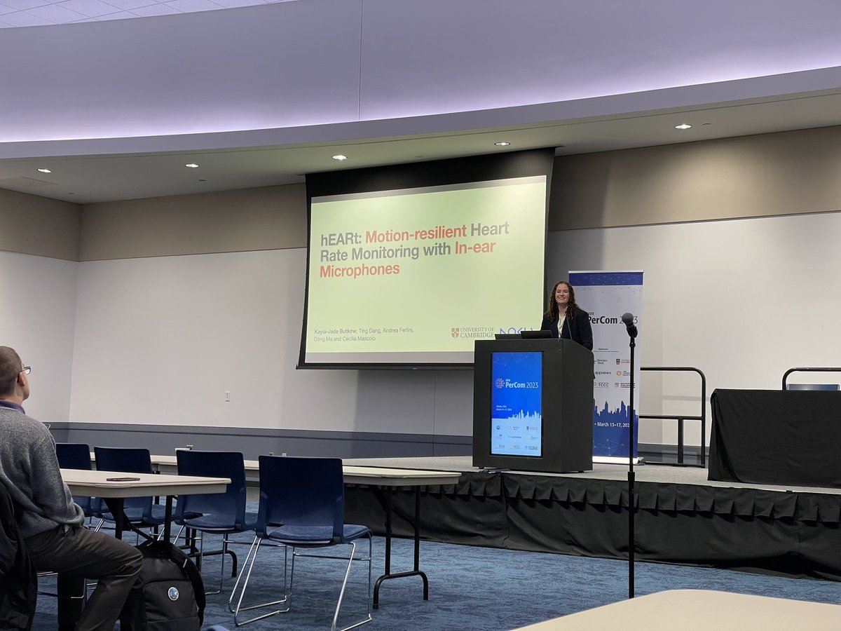Today I presented my work (along with <a href="/cecim/">Cecilia Mascolo🇪🇺🇬🇧</a>, <a href="/tingdang513/">Ting Dang</a>,<a href="/AndreaFerlini/">Andrea Ferlini</a>, Dong) hEARt at <a href="/IEEEPerCom/">IEEEPerCom</a>. It was a wonderful opportunity to get feedback on the work from the community and I really enjoyed the thought provoking questions and discussions after the talk!