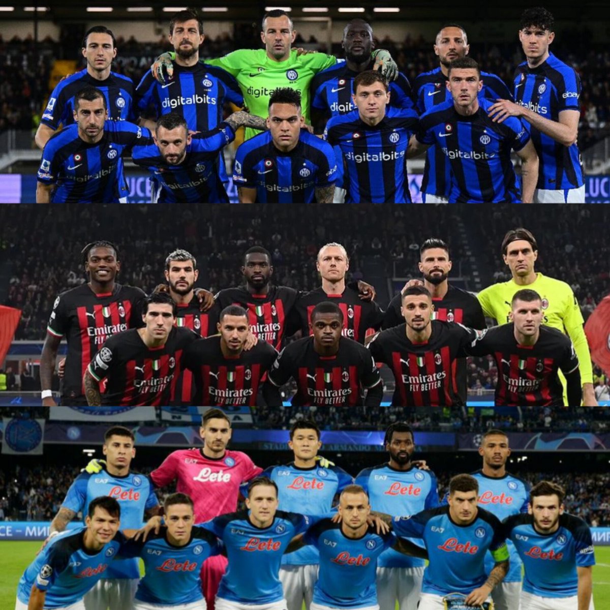 paisoltaram's tweet photo. Napoli, Inter e Milan nas quartas da Champions League. 

RESPIRA O FUTEBOL ITALIANO! 🇮🇹 https://t.co/tIxYSCJfFT