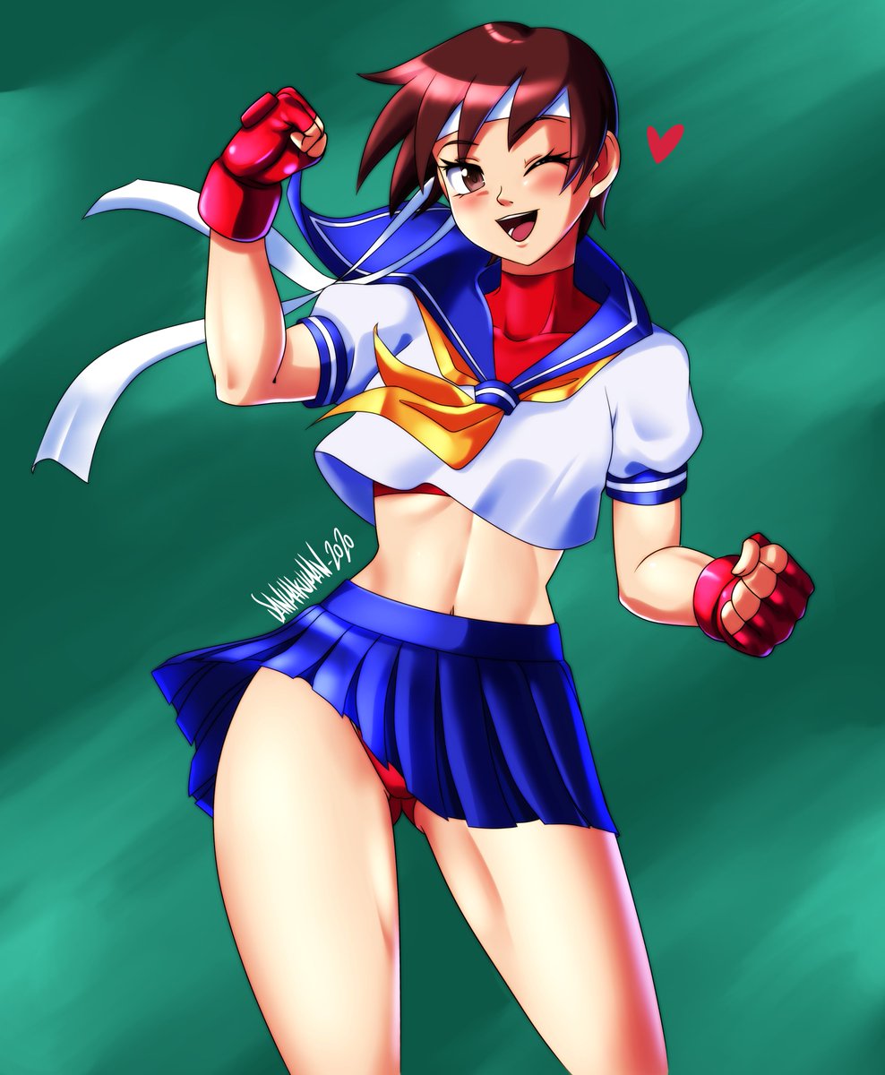 Happy bday Sakura!!! And...no new drawing of her haha so have some repost of this old fan art instead XD #StreetFighter #SakuraKasugano