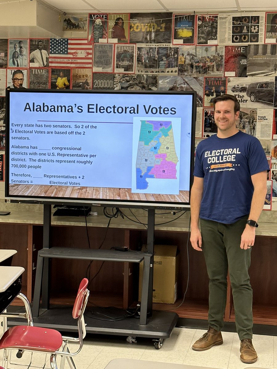 APGOVSweeney's tweet photo. Today students started playing an electoral college game to see which of their caudate’s will win! It included math and reasoning skills! Ss had a lot of fun #civcs #ssedu #electoralcollege #middleschool #ims #mounties @JEFCOED https://t.co/V4K50OsQZY