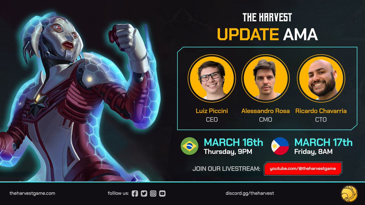 TheHarvestGame's tweet photo. Join our special AMA tomorrow! 📢
This will be the perfect opportunity for you to hear first-hand the changes that are happening and get insights into our future plans for The Harvest! ⭐️

Set your reminders so you don’t miss it 👇
https://t.co/JDyFGrnuYU

#TheHarvestGame https://t.co/py7LimRKzD