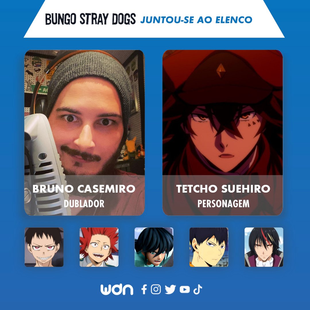 Personagens Com os Mesmos Dubladores! on X: Sim, amigos, eu meti essa;  pois o Bruno Casemiro é um dublador incrível que arrasa MUITO nos animes!  Bruno é conhecido por dublar o Eijiro