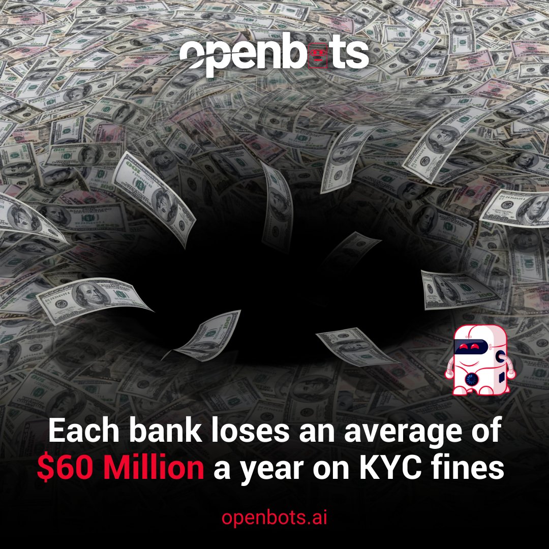 OpenBotsAI's tweet image. With an average loss of $60 million annually, financial institutions must prioritize compliance to avoid hefty penalties.

👉 89% of corporate treasurers have had a bad experience with the KYC process, leading 13% to change banks.

#openbots #automatedworkflow
