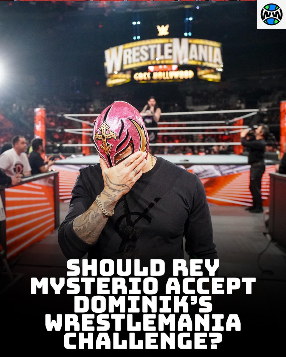 WrestlingWCC's tweet photo. What is it going to take for Rey Mysterio to accept Dominik's Wrestlemania challenge? 🤔 https://t.co/5LnX1apgZT