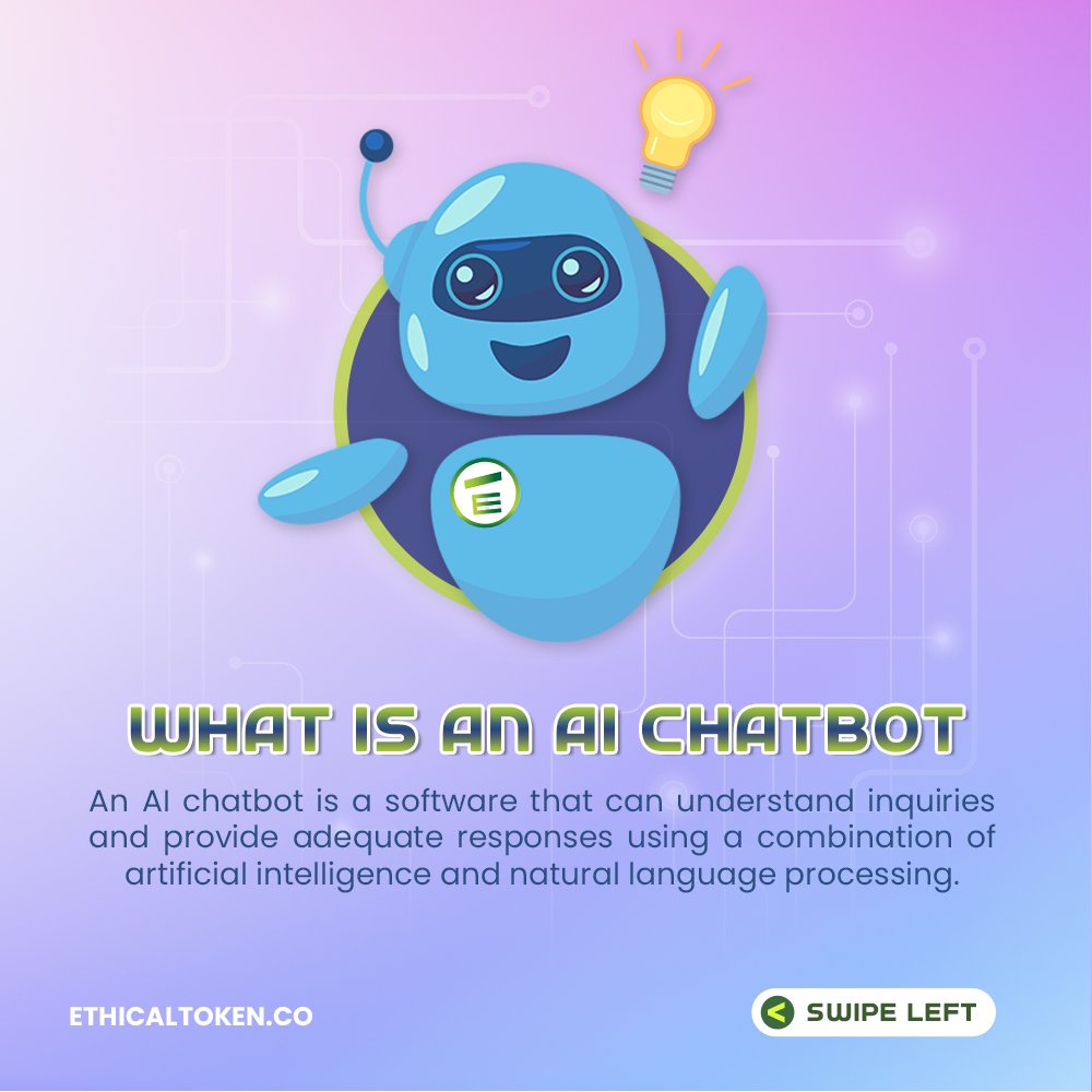 ethical_token's tweet image. How are 𝐀𝐈 𝐜𝐡𝐚𝐭𝐛𝐨𝐭𝐬 influencing the crypto market? Here are some slides to show its effects. 🤖

#chatbotmaker #bot  #blockchain #customerservice#customersupport  #chatbotdesign #messengerbot #chatbot #cryptonews  #ethereum #crypto #binance #ethicaltoken #bitcoin