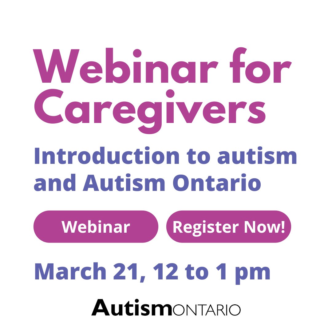 In this webinar, parents and caregivers will get a better understanding of what autism is and how Autism Ontario can support their child and family.

Register here: bit.ly/3WTQ2Rm

#AutismOntario #AutismMatters #Caregiver