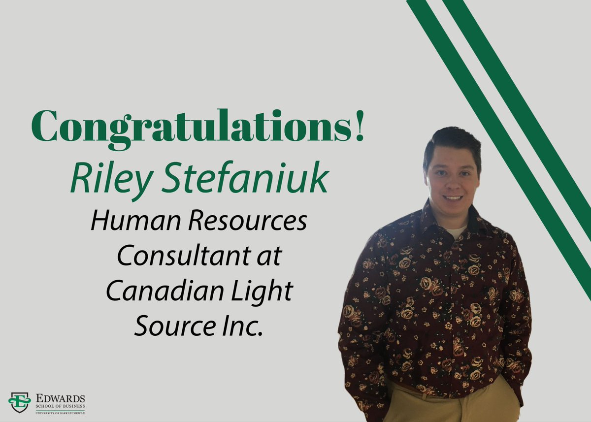 edwards_school's tweet photo. Congratulations, Riley Stefaniuk (B.Comm. 2018), on your new role as Human Resources Consultant at Canadian Light Source Inc.🎉.
Please join us in congratulating Riley below👏!
#EdwardsProud #EdwardsAlumni #USask https://t.co/97q8qCi2Fh