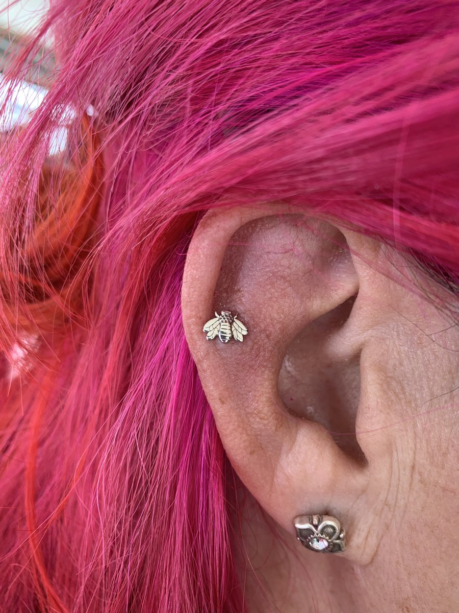 LAtelier171's tweet photo. Magnifique abeille en or blanc de chez @bodygemsjewelry sur le hélix 😍🐝
#piercing #helix #percage #bodygems #whitegold #jewelry #bijou #tattooshop https://t.co/ql9sxETA0V