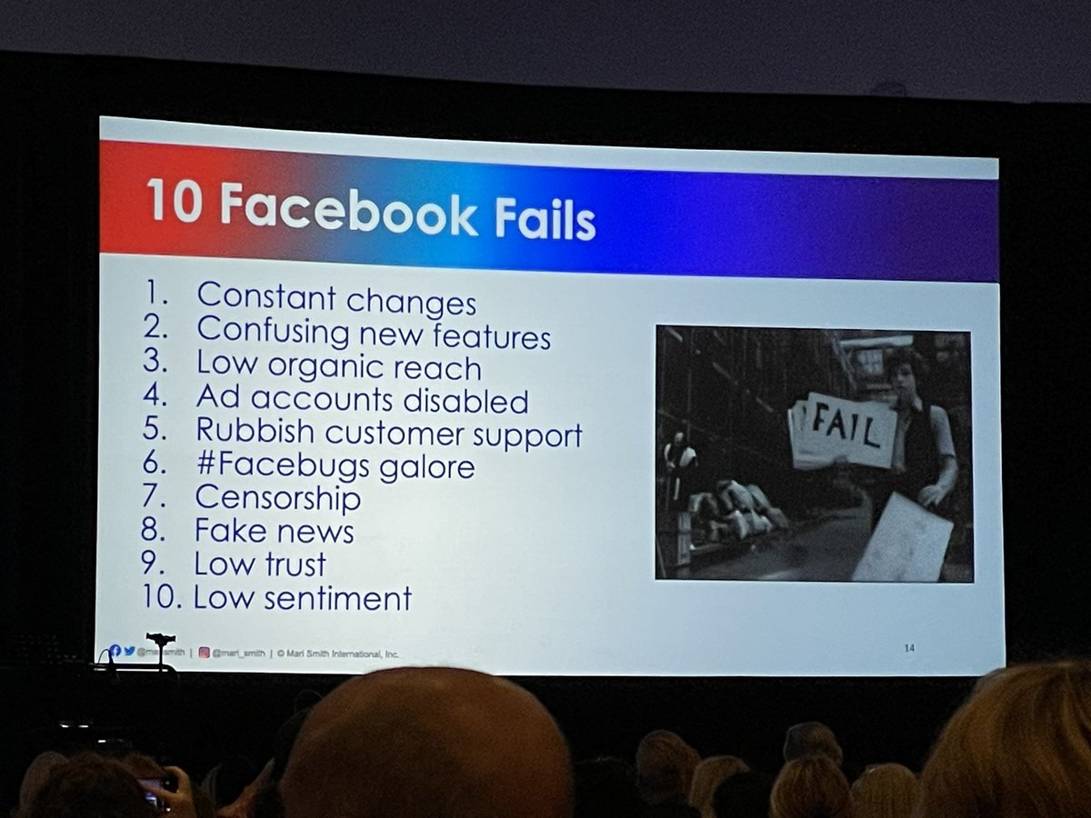 AndreaTheoJohn's tweet image. 10 Facebook Fails by @MariSmith 

Conclusion: Facebook (i.e. “The King” is dead)? 

Not true: at the end of 2022, Facebook reached a massive milestone: 2B daily active users. FB is still very much alive.

#SMMW23 #facebooktips