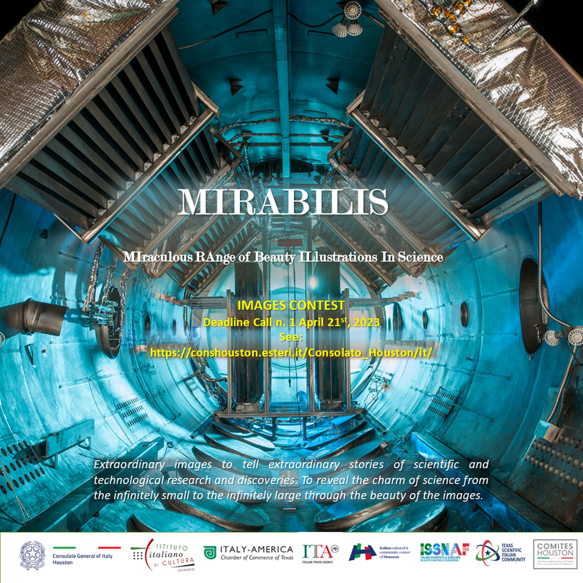 Don't miss the opportunity to participate in MIRABILIS photo contest, open to Italian researchers in TX, AR, OK, LA. tinyurl.com/2p8hw22b @ISSNAF_WSC @iiclosangeles @iacctexas #comiteshouston @iccchouston @ITAHouston_ #TexasScientificAssociation