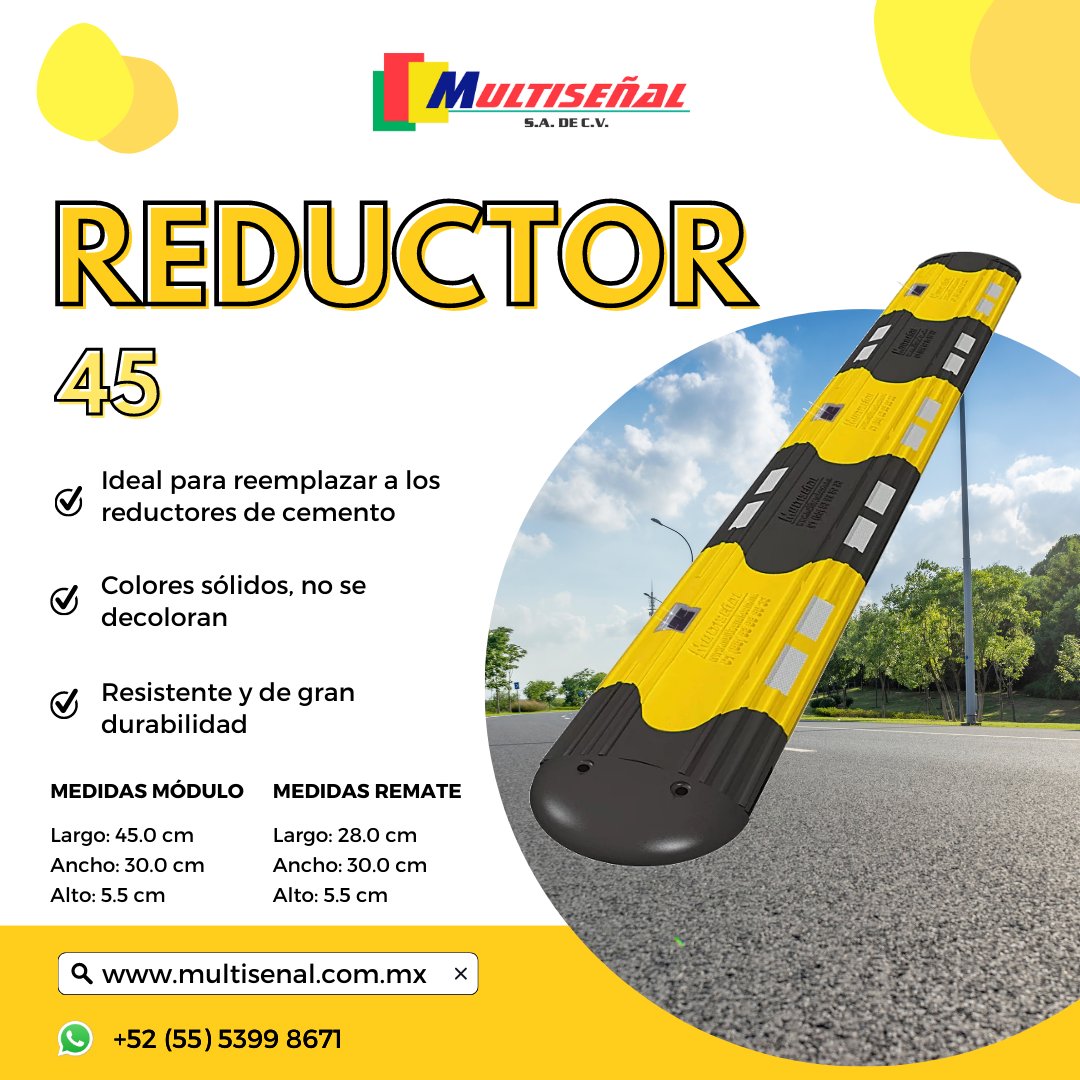 multisenal's tweet photo. Reduce la velocidad de manera elegante y eficiente, colocando en Reductor 45. 🛣️

Más información:
https://t.co/yVeeATbD2U
+52 (55) 5399 8671 📲

#multiseñal #seguridadvial #reductor #velocidad https://t.co/lGm3igJcMF